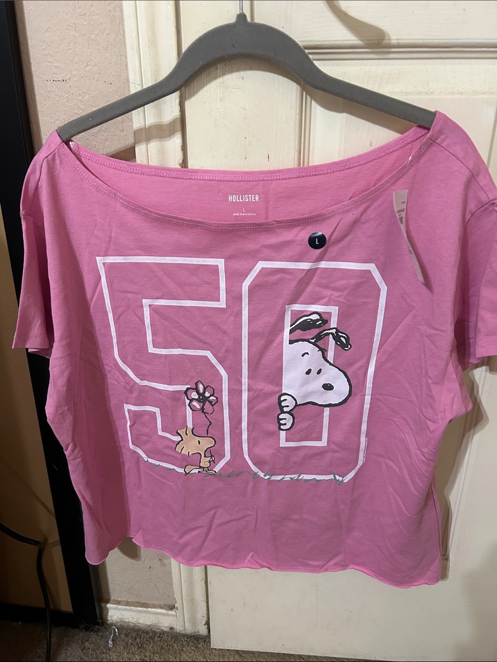 Hollister Pink Snoopy Graphic Crop Top